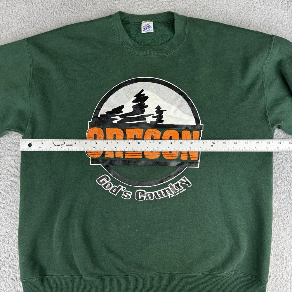 Vintage Oregon Gods Country Crewneck Sweater 90s Green‎ Men's Size Xl Jerzees